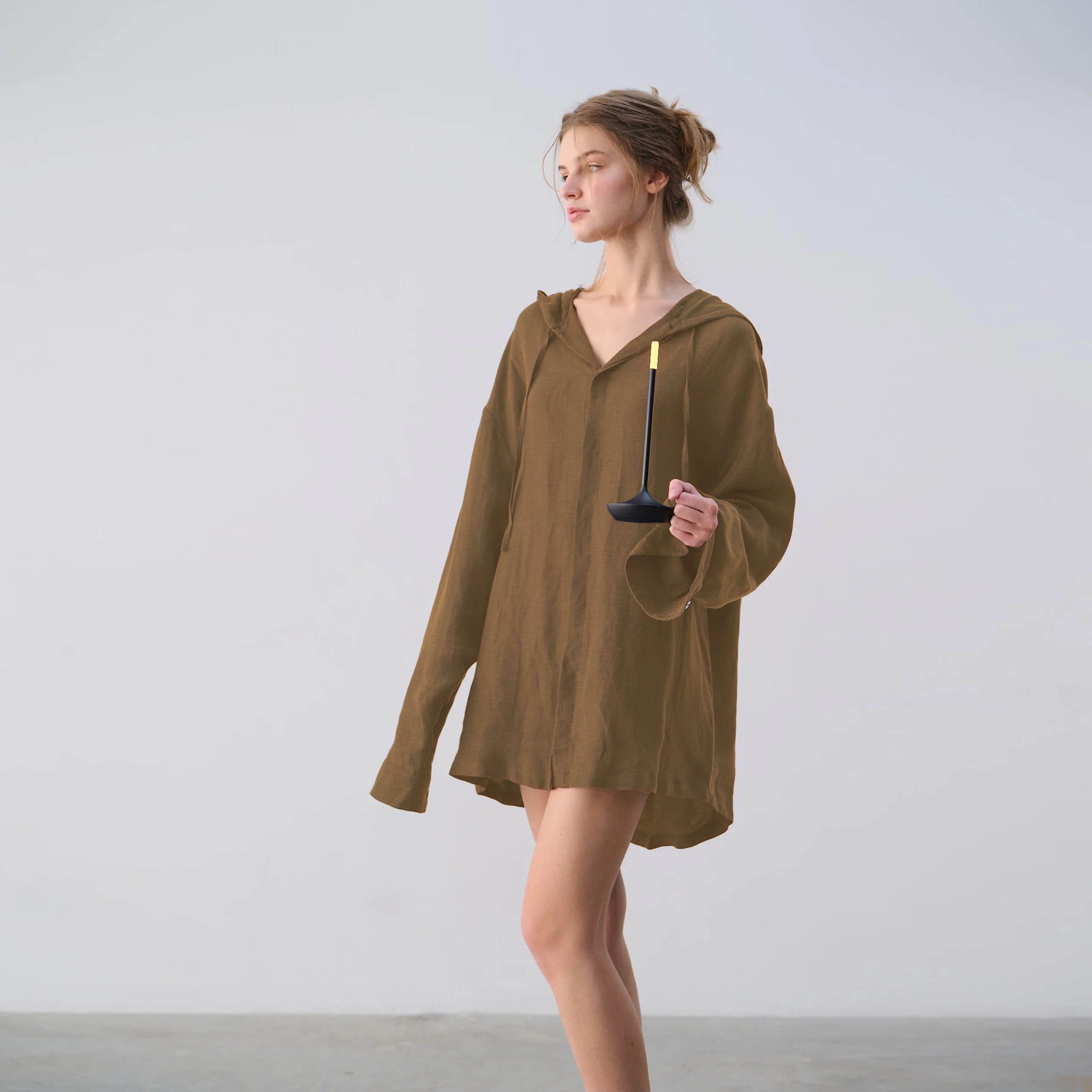 HOODED LINEN SHIRT - UNISEX