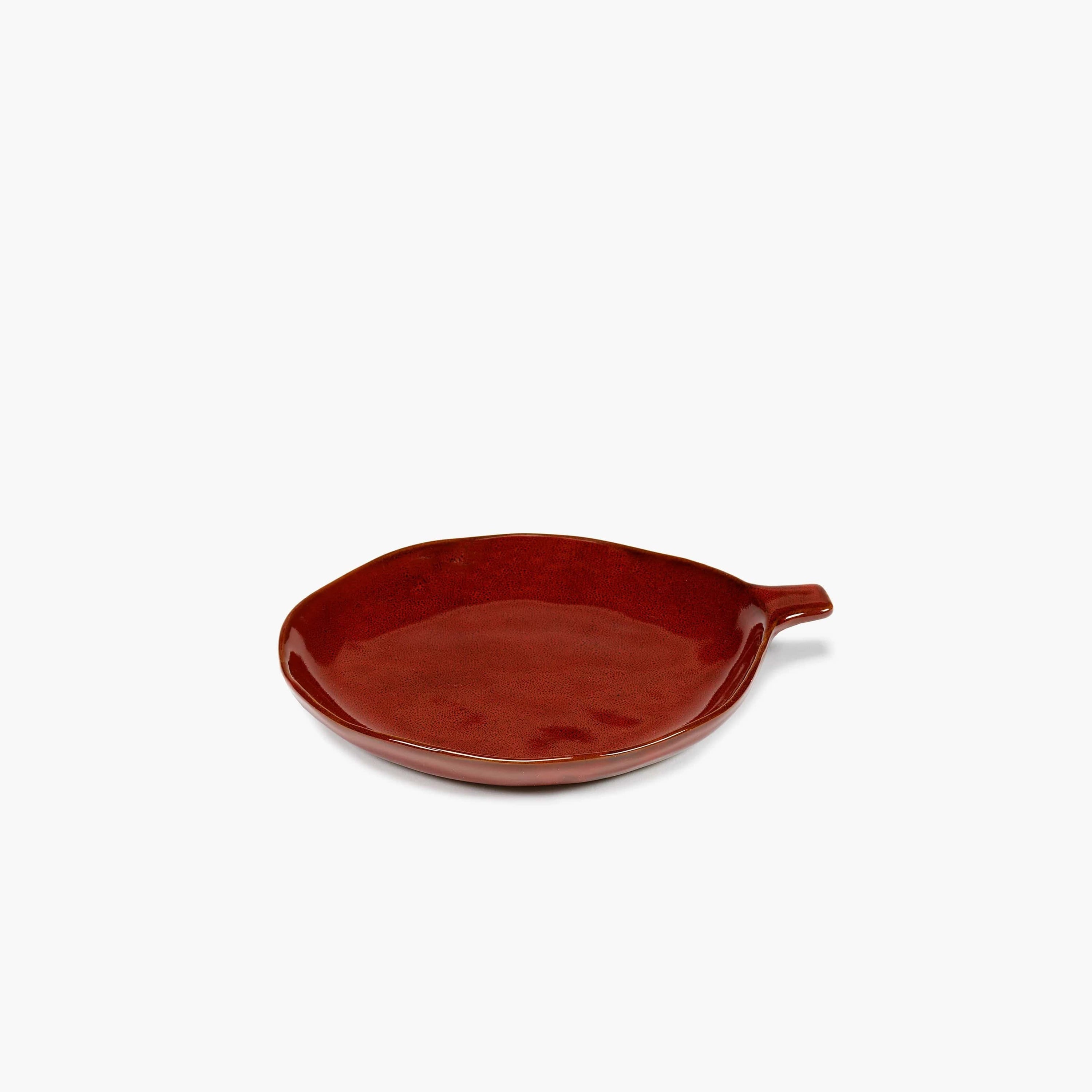 PLATE WITH HANDLE VENETIAN RED LA MERE