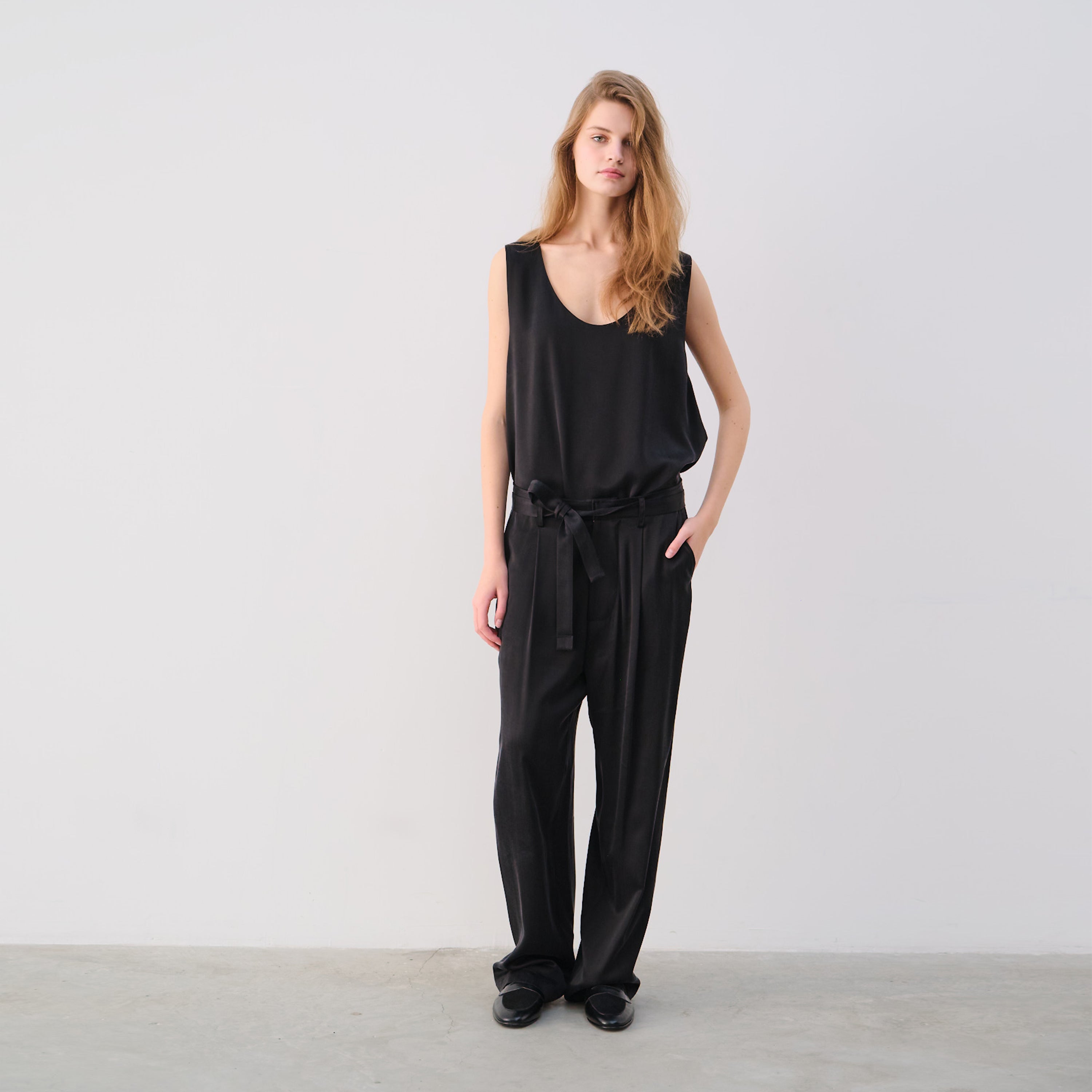 CUPRO PANTS WITH BELT - UNISEX