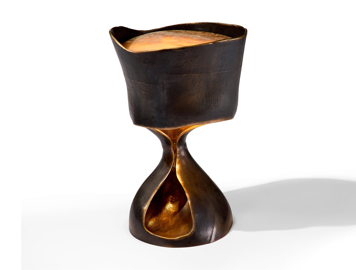 MIRA LAMP — DARK-PATINATED BRONZE / ONYX