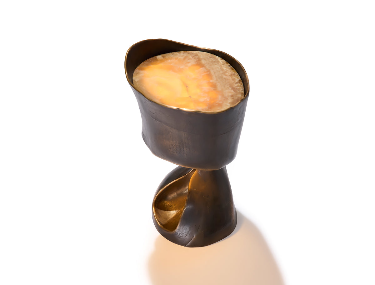 MIRA LAMP — DARK-PATINATED BRONZE / ONYX