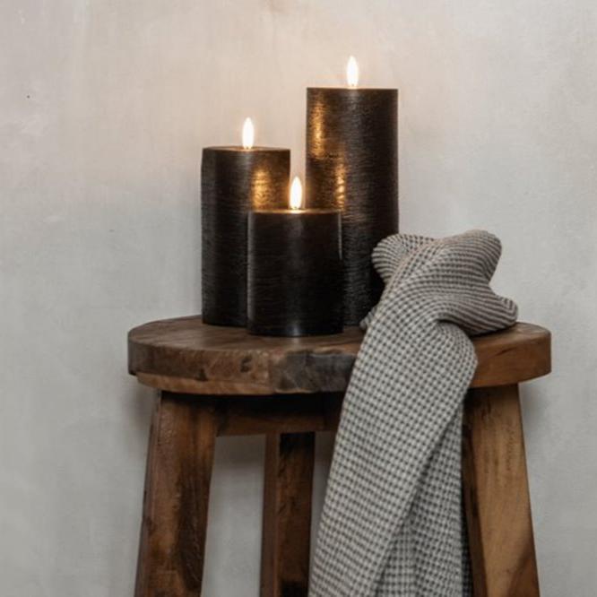 LED PILLAR MELTED CANDLE RUSTIC