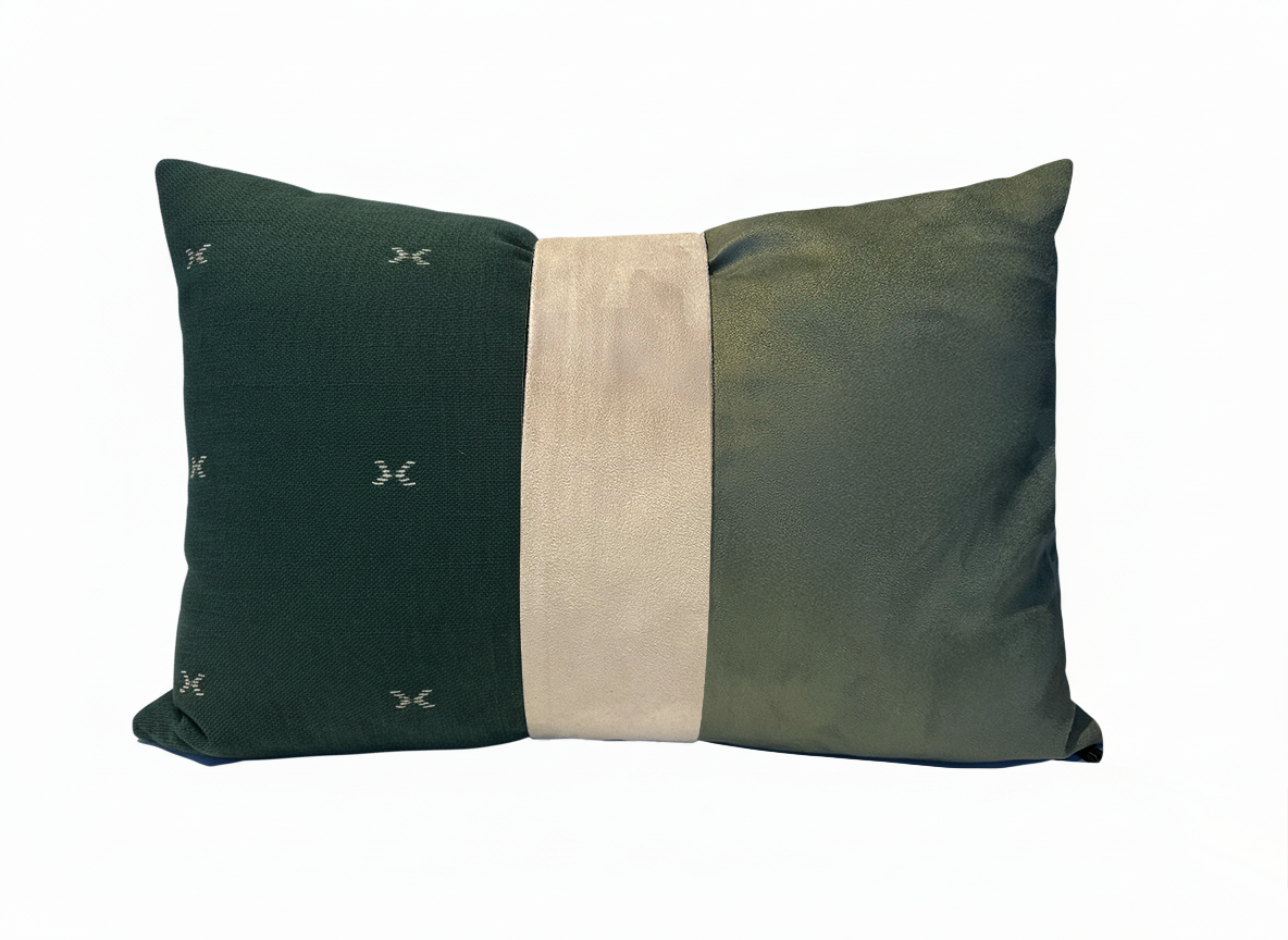 GREEN&BEIGE CUSHION RECTANGULAR